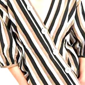 💜Zara Striped Asymmetrical Button Top , repair